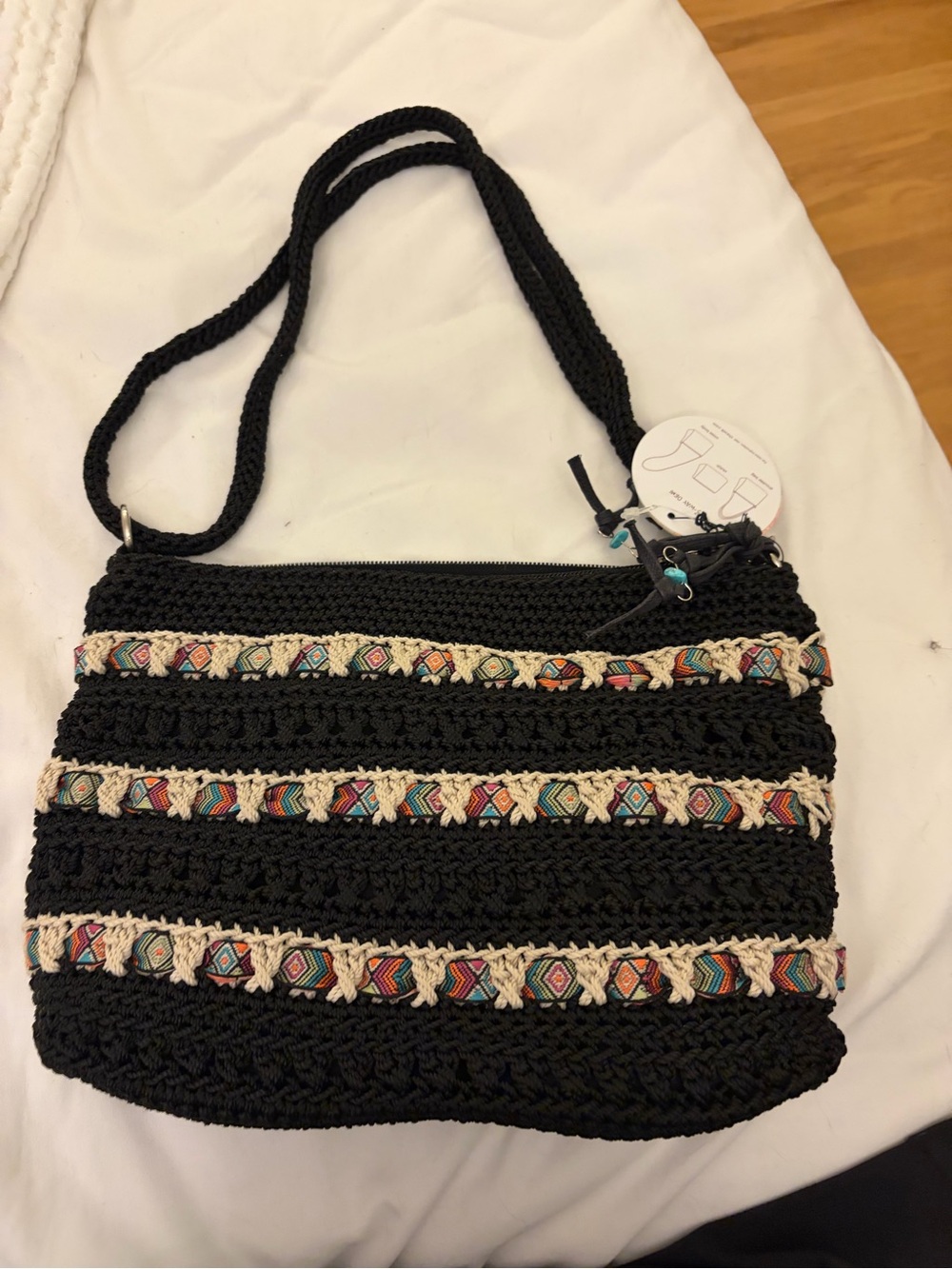 The sak Cambria crocheted bag with Aztec style ribbon- never used